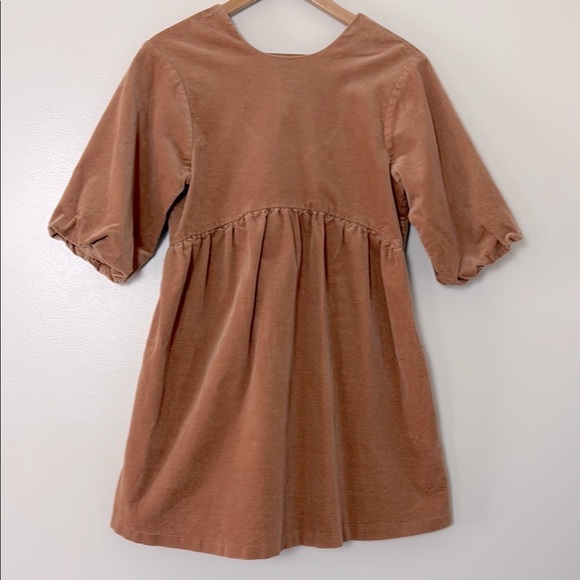 Everlane corduroy babydoll puff sleeve mini dress camel size XS - Picture 2 of 14
